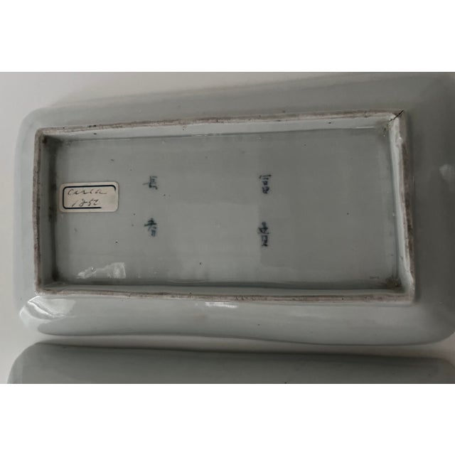 Antique Japanese Rectangular Blue and White Dishes - Set of 2 For Sale - Image 12 of 18
