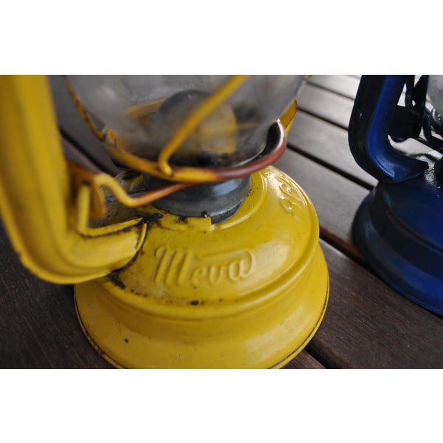 Hungarian Yellow and Blue Oil Lamps, 1960s, Set of 2 For Sale - Image 3 of 6