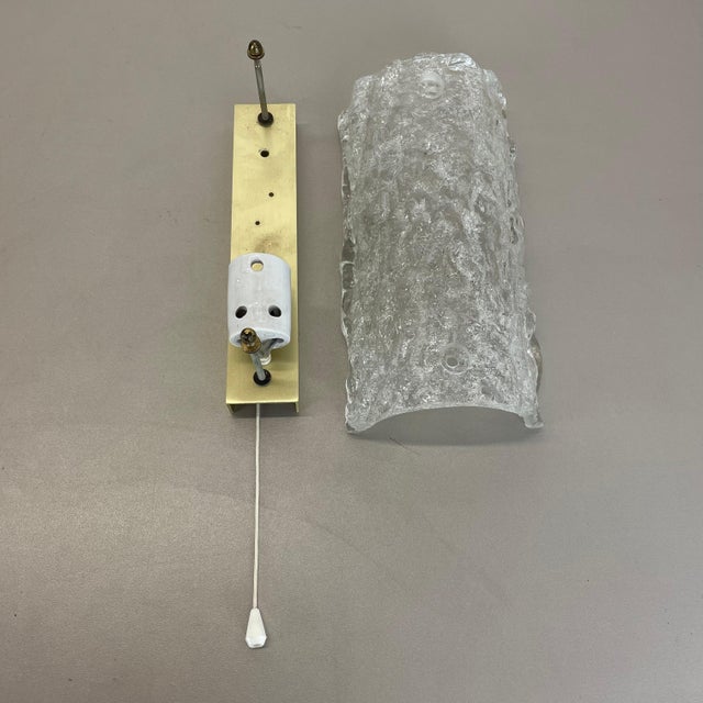 Small German Ice Glass Wall Light, 1970s For Sale - Image 15 of 18