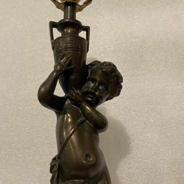 Early 20th Century Louis XV Rococo French Bronze Cherub Lamp For Sale - Image 4 of 6