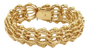 Multi-Ring 20mm Wide 14k Yellow Gold Charm Bracelet