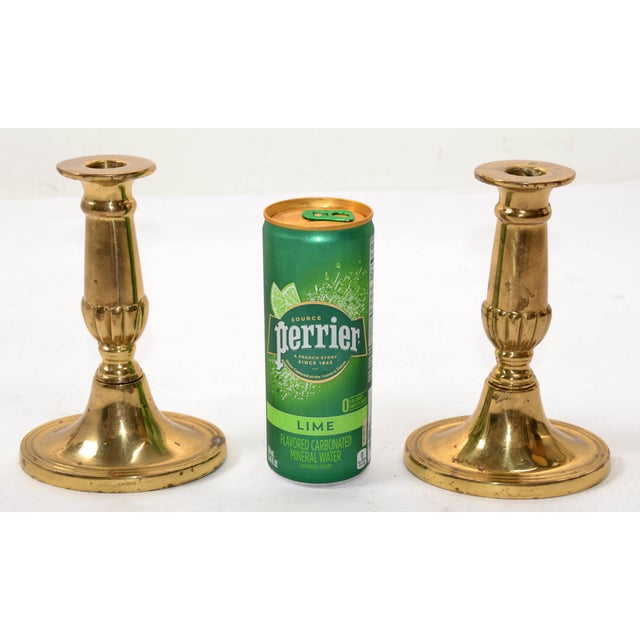 Brass 1950s English Traditional Brass Candle Holders, Pair For Sale - Image 8 of 12