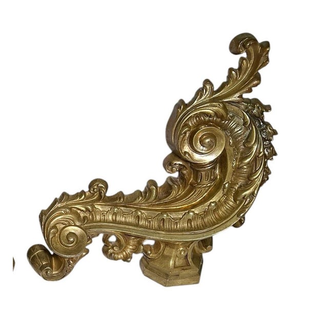 Late 19th Century French Bronze Dore Chenets - a Pair For Sale - Image 4 of 5