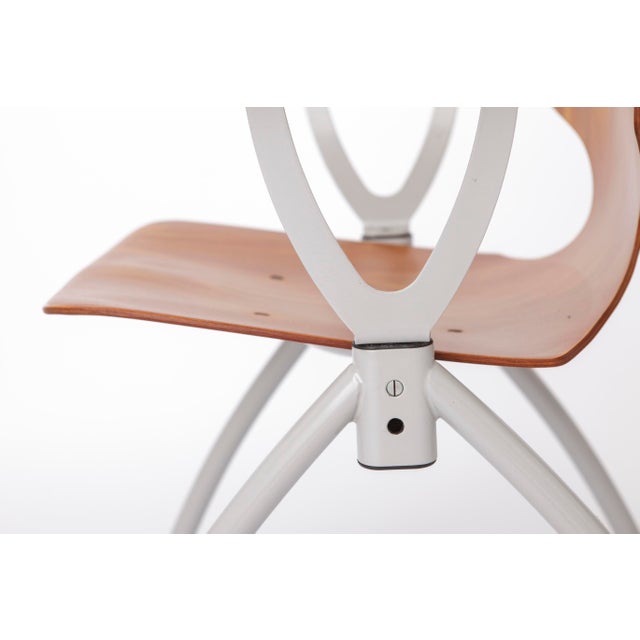 1970s Vintage Industrial Stackable Dining Chairs with Beech Wood Armrests from Pagholz, Germany, 1970s, Set of 4 For Sale - Image 5 of 11