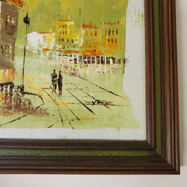 1960s Mid-Century Cityscape Painting, Framed For Sale - Image 4 of 12