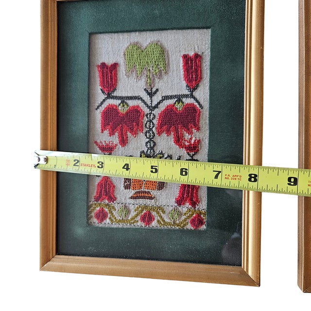 Set of Four Vintage Turkish Folk Art Needlepoint Textile Panels For Sale - Image 17 of 17