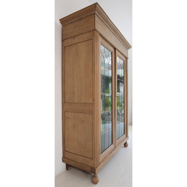 Brown Early 20th Century Leaded Glass Display Cabinet, 1890s For Sale - Image 8 of 18