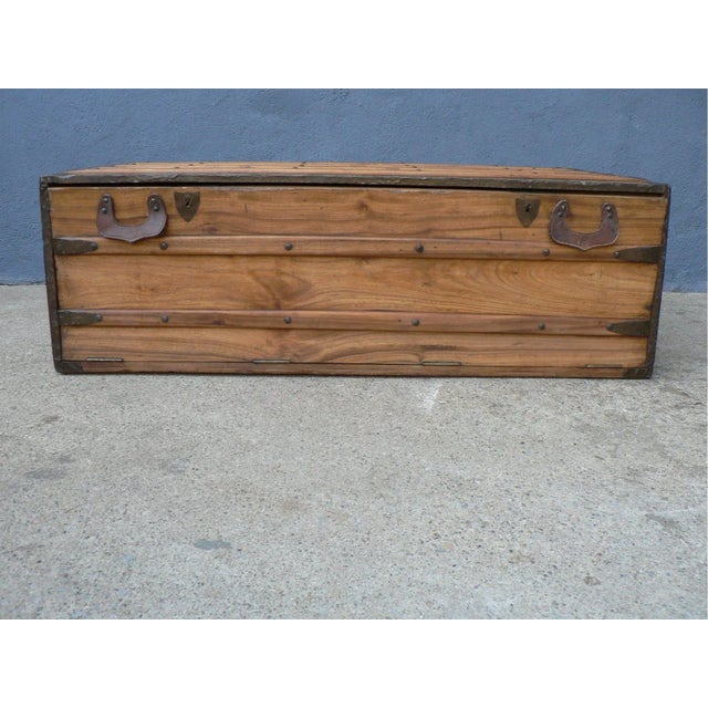 Antique Wooden Travel Trunk For Sale - Image 4 of 14