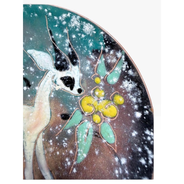 Dutch Mid-Century Enamel on Copper Fawn Dish, Sagitta Workshop Style, Signed Hg, C. 1955–1970 For Sale - Image 4 of 11
