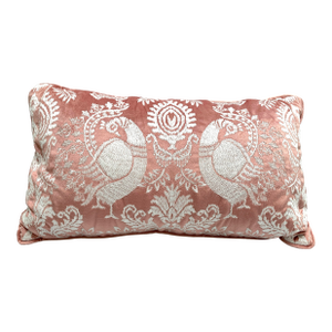 Elegantly Embroidered Velvet Bird Motif Accent Pillow