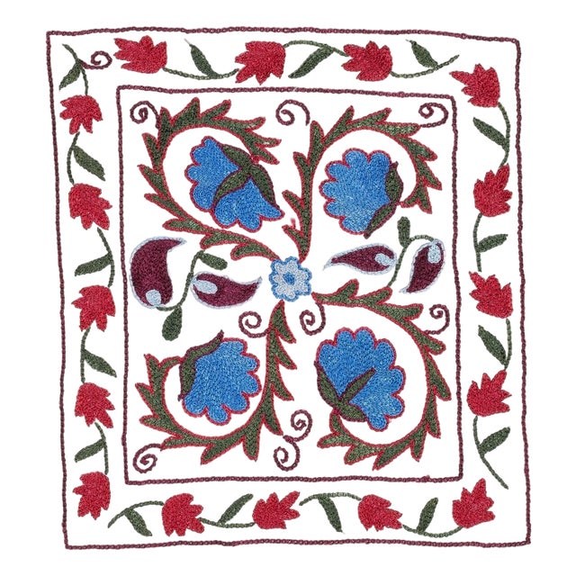 17"x19" Hand Embroidered 100% Cotton Cushion Cover. Contemporary Lace Pillow For Sale