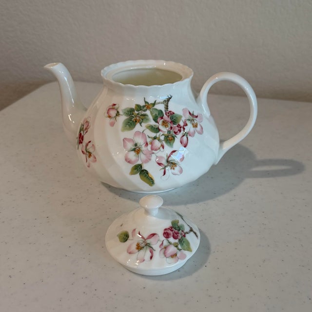 Wedgwood Vintage Wedgwood Apple Blossom Bone China Teapot For Sale - Image 4 of 12