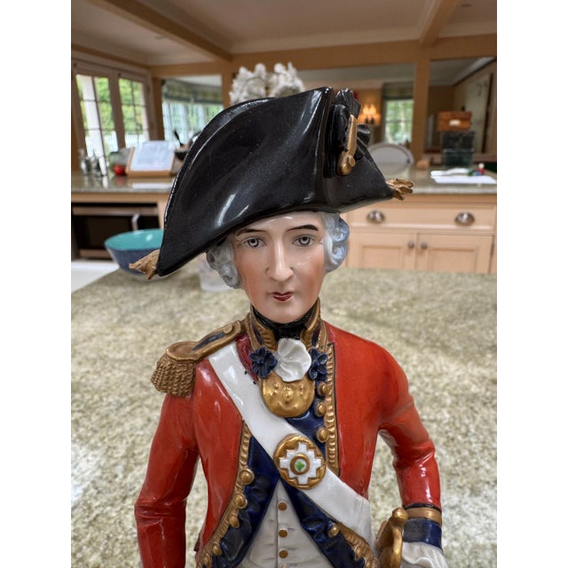 1910s Sitzendorf German Porcelain Officer of the 3rd Guards Regiment Circa 1792 For Sale - Image 5 of 6