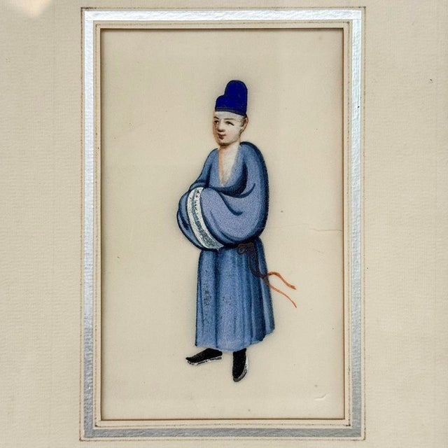 Set of Four Framed 18th Century Japanese Hand-Painted Figures For Sale - Image 10 of 16