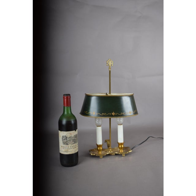 Brass Bouillotte Table Lamp with Green Tole Shade, 1950s For Sale - Image 15 of 18