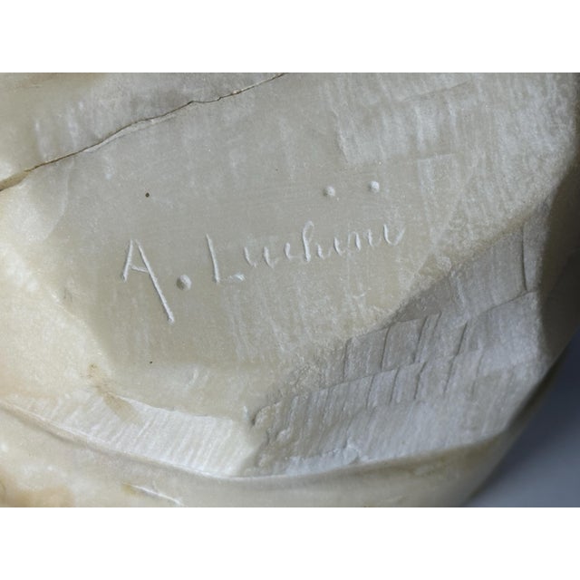 19th Century Adolfo Luchini Alabaster Sculpture: Italian Harvest Maiden, 20" For Sale - Image 6 of 10