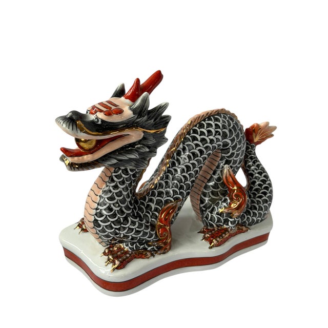 Vintage Gump's Chinese Porcelain Dragon Figurine With Gold Accents For Sale - Image 9 of 9