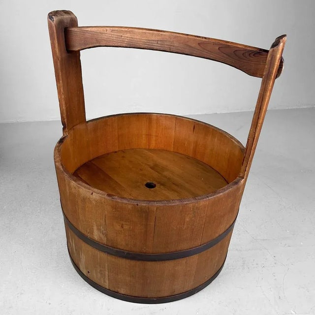 Japanese Wooden Bucket with Lid, 1940s For Sale - Image 15 of 18