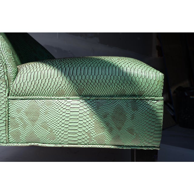 Vintage Round Back Green Upholstered Chair For Sale - Image 12 of 13