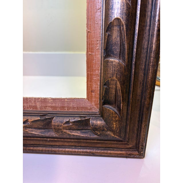 Vintage Carved Wood Picture Frame With Linen Liner For Sale - Image 13 of 18