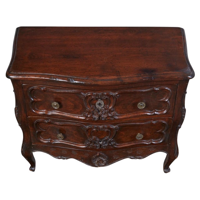 French 18th C Style Louis XV Mahogany Two Drawer Nightstand For Sale - Image 3 of 3