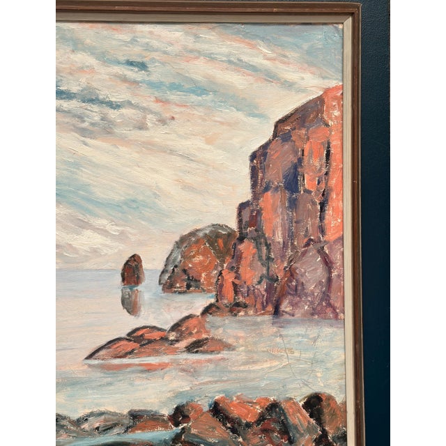 Coastal Landscape, 1960s, Oil Painting on Panel, Framed For Sale - Image 4 of 12