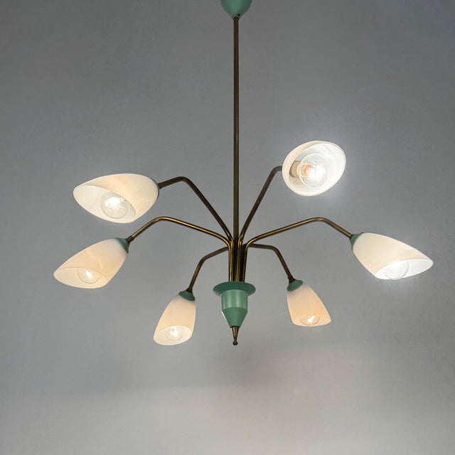 Mid-Century Modern Mid-Century 6-Arm Spider Chandelier, Italy, 1960s For Sale - Image 3 of 10