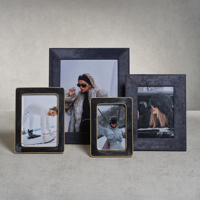 Contemporary Rutbeek Navy Hair-On-Hide Leather Photo Frame, 5" x 7" For Sale - Image 3 of 3