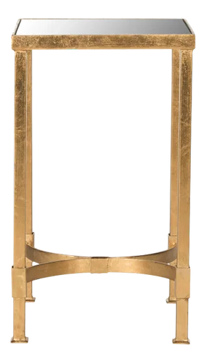 Modern Mirror Top End Table in Antique Gold