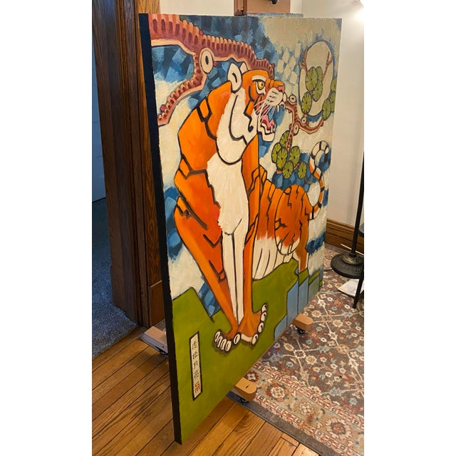 Tiger Pine Moon Original Oil Painting Stephen McDonough For Sale - Image 4 of 5