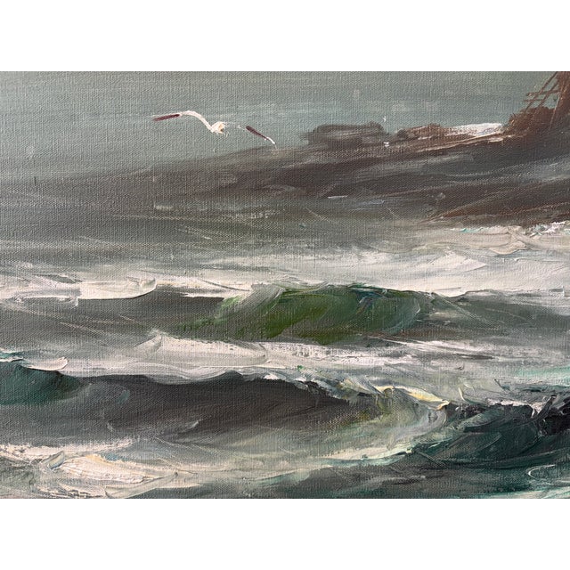 1950s Jose Luis Campuzano Oil on Canvas Large Seascape Painting For Sale - Image 9 of 9
