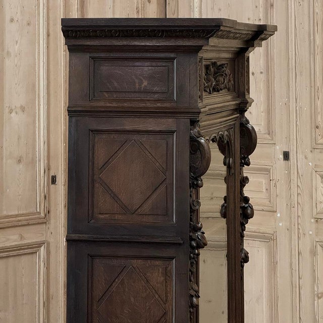 19th Century French Renaissance Revival Oak Vitrine ~ Bookcase For Sale - Image 9 of 18