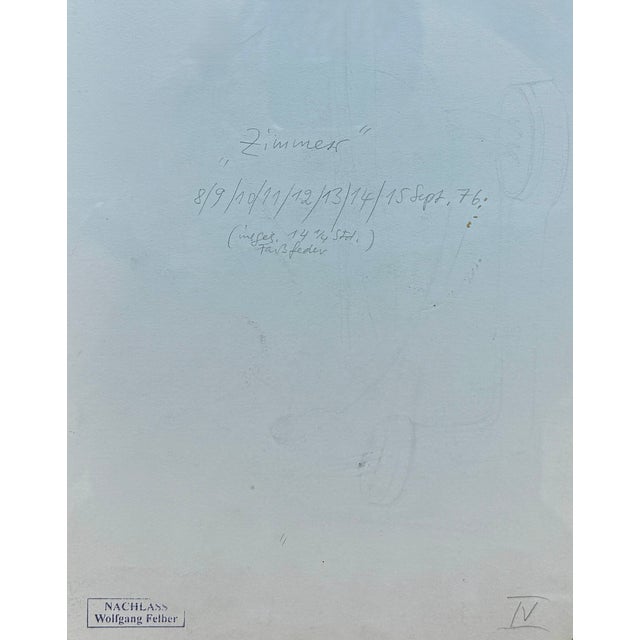 1970s Wolfgang Felber, Zimmer, 1976, Coloured Pencil on Paper, Framed For Sale - Image 5 of 6