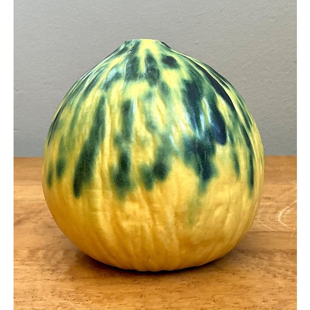 Late 20th Century Vintage Yellow and Green Ceramic Gourd For Sale - Image 5 of 14