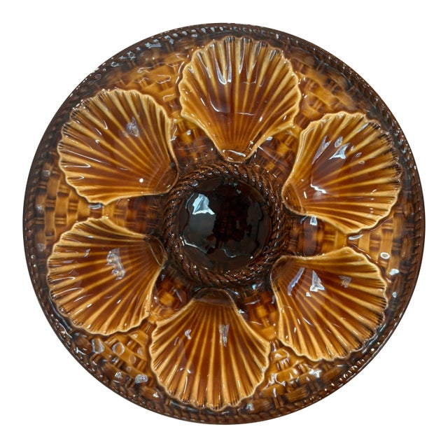 Antique French Longchamp Faïence Oyster Plate For Sale