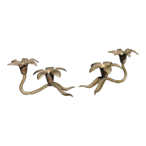Vintage Double Lily Taper Candle Holders - a Pair