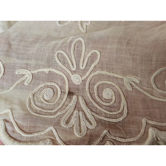 Curtain Panels and Embrasses in Cotton Voile with Cornely Embroidery, 1890s, Set of 4 For Sale - Image 12 of 18