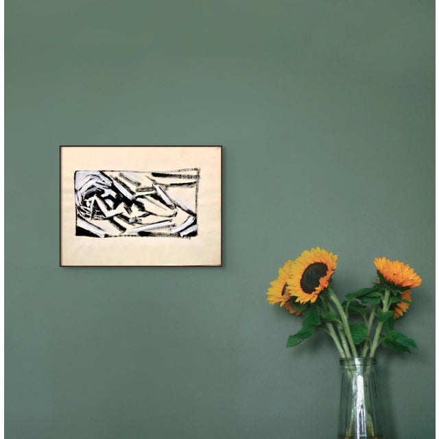 Donald Stacy "Curled Up Cubist C.1950s Gouache Mid Century Painting For Sale In Dallas - Image 6 of 6