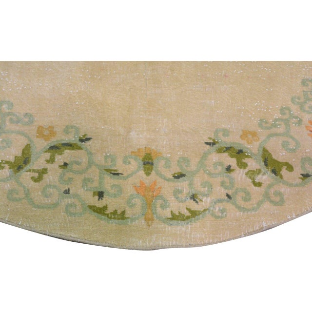 Vintage Chinese Art Deco Hand Knotted Wool Rug, Round For Sale - Image 4 of 4