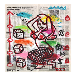 The Winner Is... - Original Pop Street Art Acrylic Painting on Newspaper by Gary John For Sale