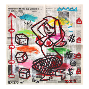 The Winner Is... - Original Pop Street Art Acrylic Painting on Newspaper by Gary John