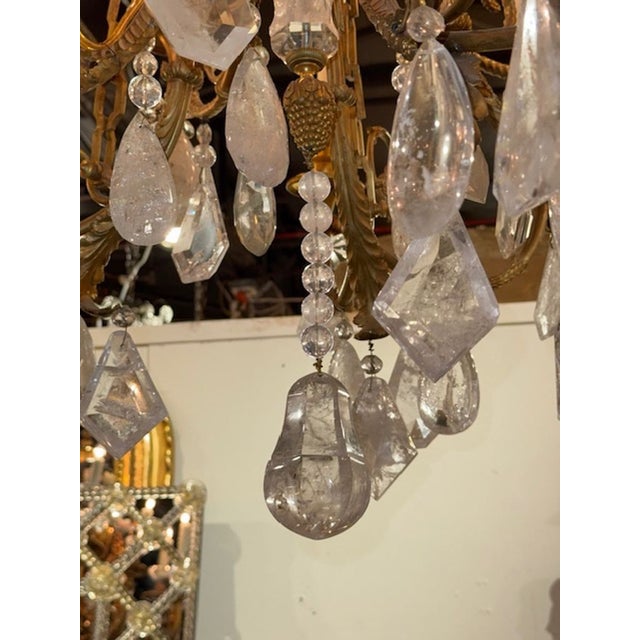 Gold French Louis XVI Rock Crystal Chandelier For Sale - Image 8 of 10
