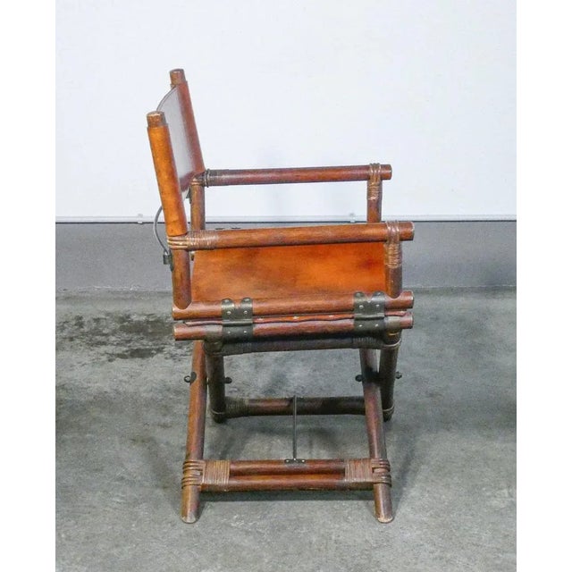 Bamboo and Leather Chair by Lyda Levi, 1960s For Sale - Image 4 of 8