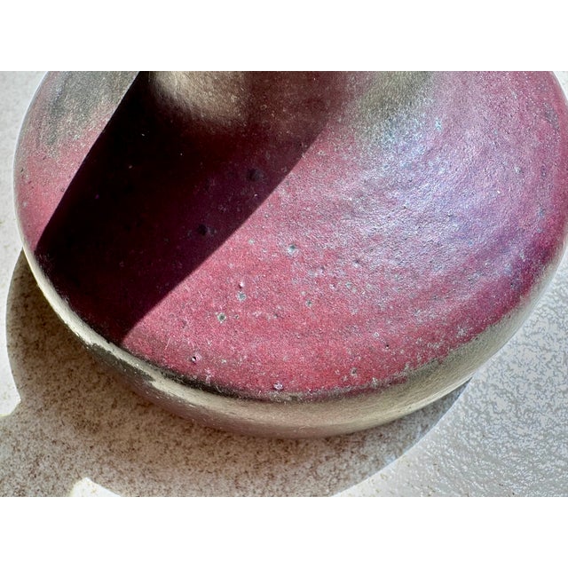 Brown and Ruby ​​Red Studio Ceramic Art Bottleneck Vase by Jürgen Riecke, Germany, 1960s For Sale - Image 12 of 15