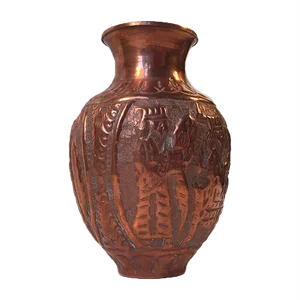 Mid-Century Copper Vase with Embossed Scene, 1940s