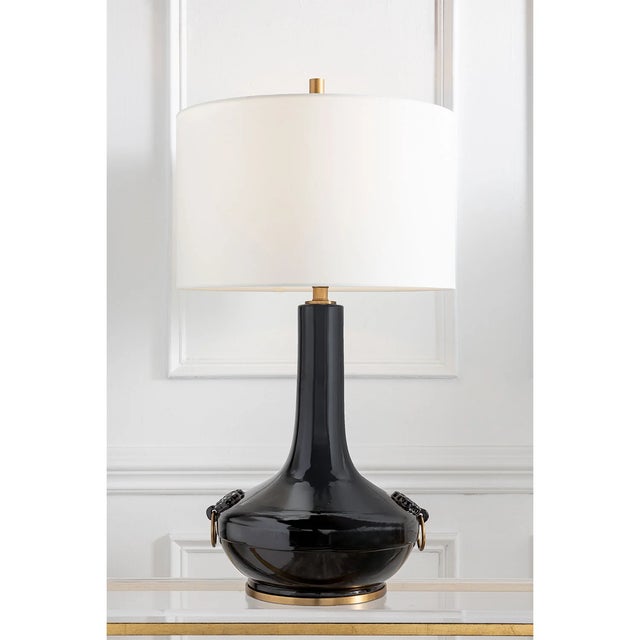 Mid-Century Modern Lotus Black Lamp For Sale - Image 3 of 7