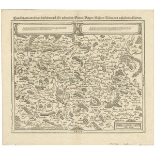 Early Woodcut Map of Franconia and Surrounding Regions, 1628 For Sale