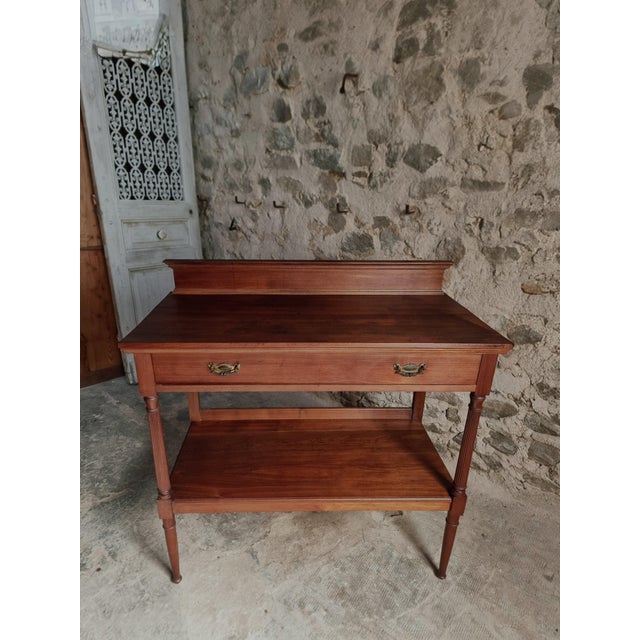Antique French Mahogany Console Table with Drawer and Shelf, 1900 For Sale - Image 18 of 18