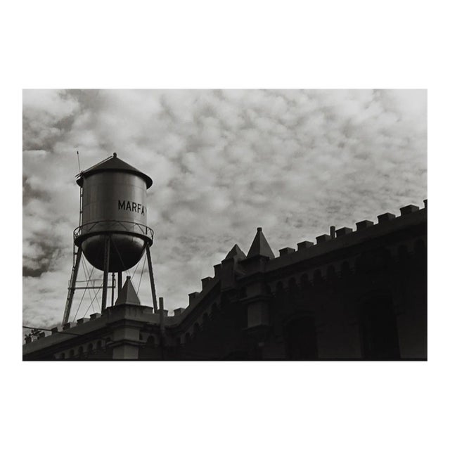 1990's Black & White Marfa Texas Watertower Photograph For Sale