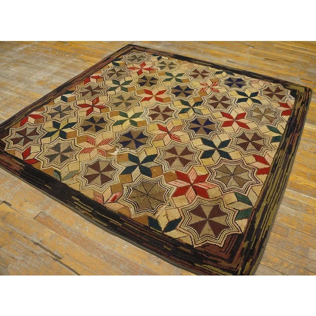 Shabby Chic Iconic, Lovely and Symmetrical Design With Multi Tones Colors American Hooked Rug For Sale - Image 3 of 9